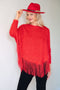 A804 Fringed Overtop - Red