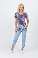 5249 Two Way Top - Pink Leaf