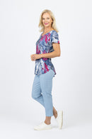 5249 Two Way Top - Pink Leaf