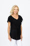 5221 V-Neck Frill Top - Black