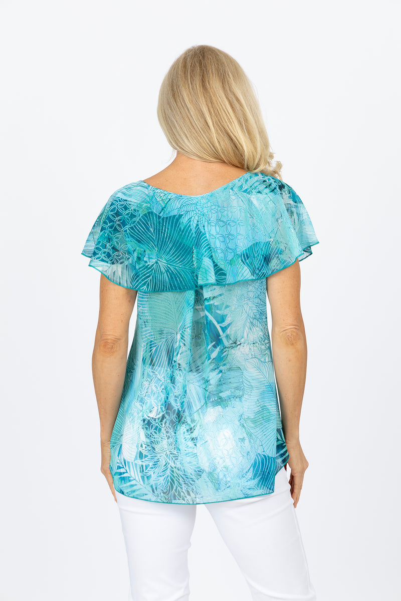 5221  Frill Top -   Aqua