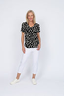 4236E Sorento Short Sleeve Raglan - Blk/Wht Spot