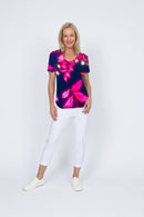 4236E Sorento Short Sleeve Raglan - Pink/Navy Lily