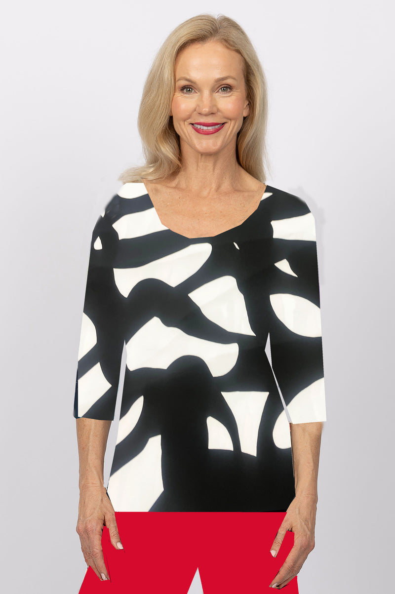 4237e Sorento 3/4 Raglan - Geo Black