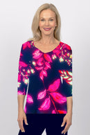 4237e Sorento 3/4 Raglan - Pink/Navy Lily