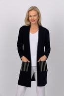 4265E Pocket Cardigan - Black/White