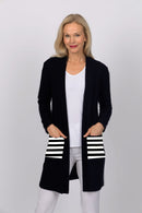 4265E Pocket Cardigan - White/Black