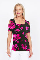 4329 Cutaway Top - Pink Flower