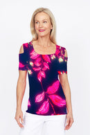 4329 Cutaway Top - Pink/Navy Lily