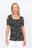 4329 Cutaway Top - Blk/White Spot