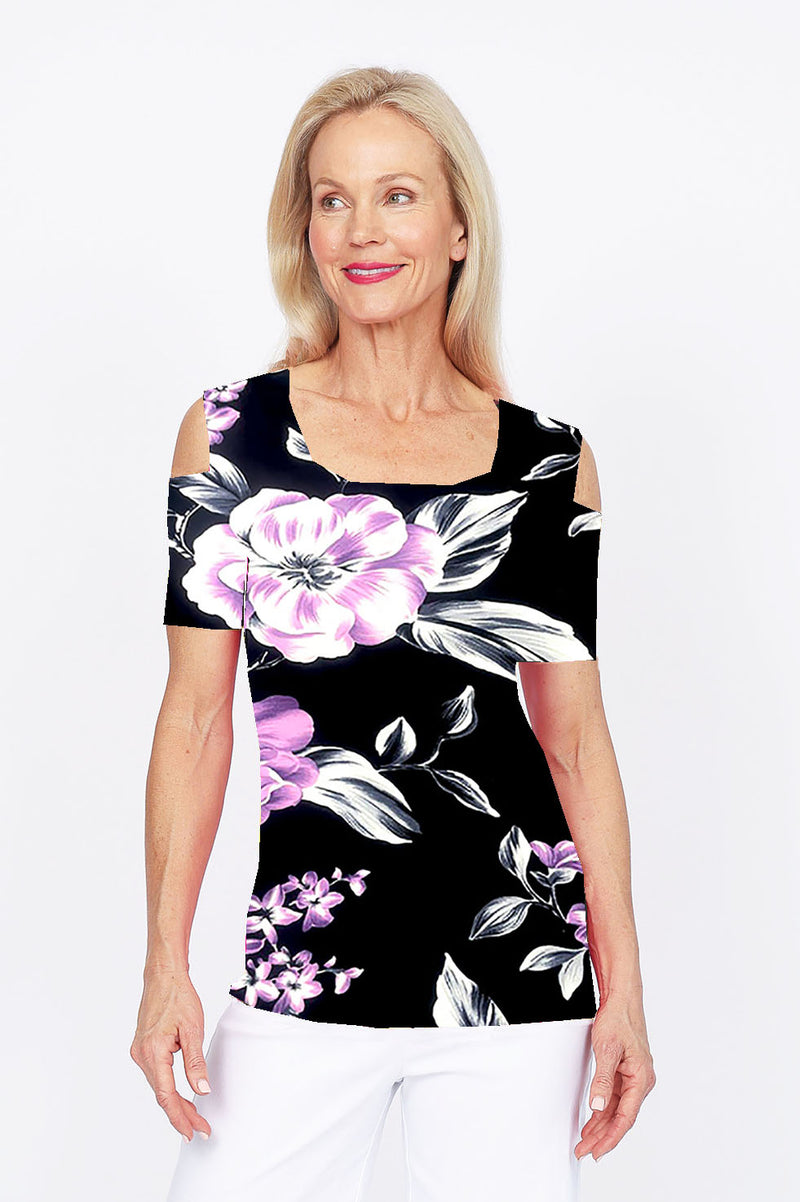 4329 Cutaway Top - Lavender Flower