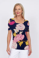 4329 Cutaway Top - Navy Flower