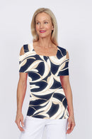 4329 Cutaway Top - Navy Swirl