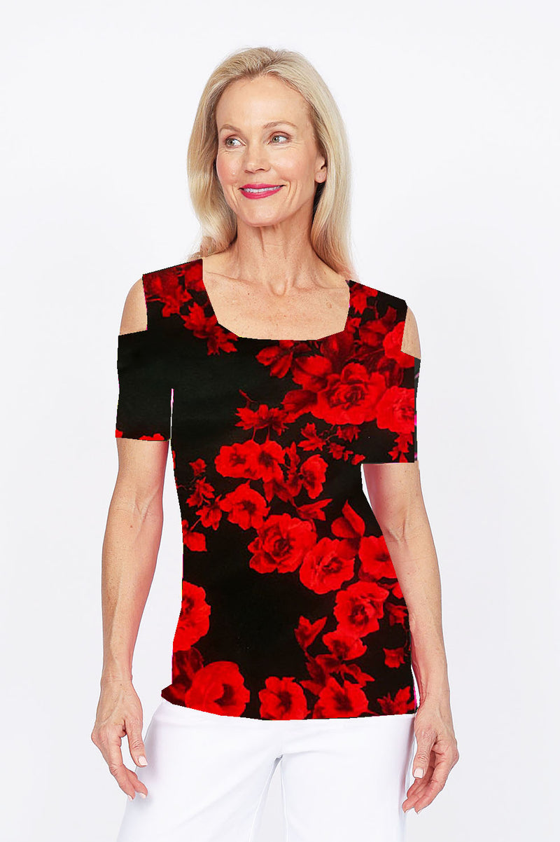 4329 Cutaway Top - Red Rose