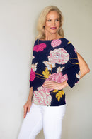 4488 Dolman Top - Navy Flower