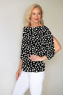 4488 Dolman Top - Blk/Wht Spot