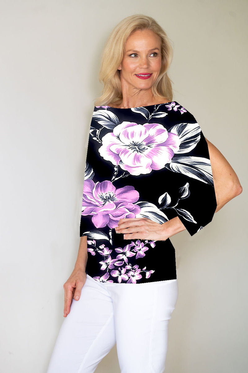 4488 Dolman Top - Lavender Flower