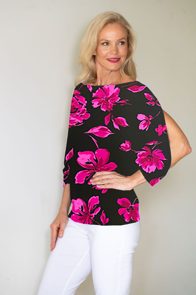 4488 Dolman Top - Pink Flower