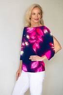 4488 Dolman Top - Pink/Navy Lily