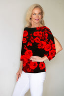 4488 Dolman Top - Red Rose