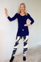 4777 Plain Long Tight - Navy Swirl
