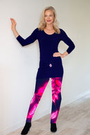 4777 Plain Long Tight - Pink/Navy Lily