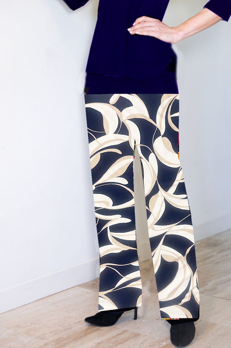 4881 Palazzo Pant - Navy Swirl