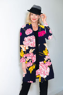 5042 Pocket Cardigan - Navy Flowers