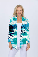 5064 Short Drape Cardi - Green Leaves