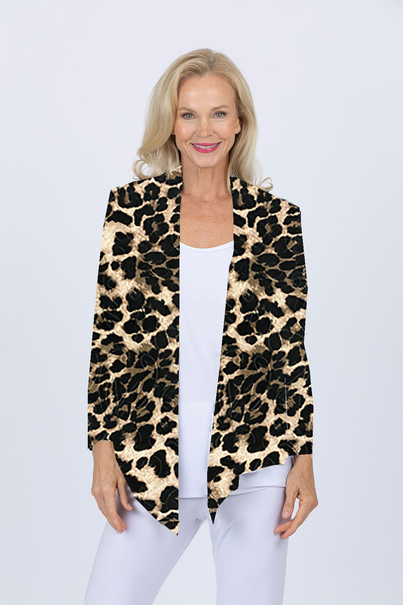 5064 Short Drape Cardi - Leopard