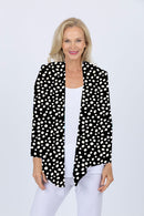 5064 Short Drape Cardi - Blk/White Spot