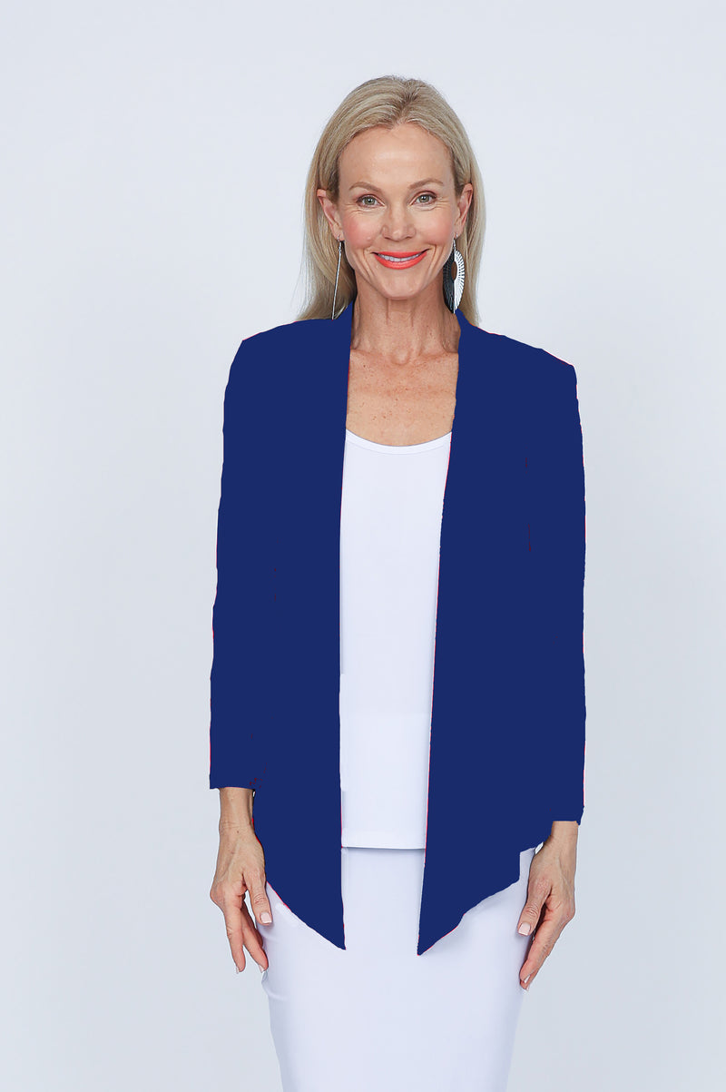 5064 Short Drape Cardi - Cobalt