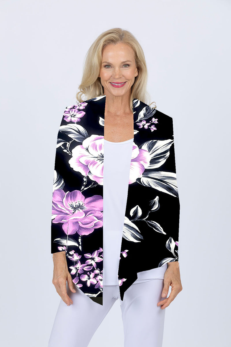 5064 Short Drape Cardi - Lavender Flower