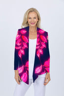 5064 Short Drape Cardi - Pink/Navy Lily