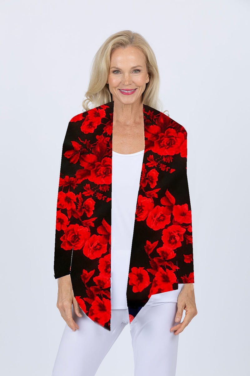 5064 Short Drape Cardi - Red Rose