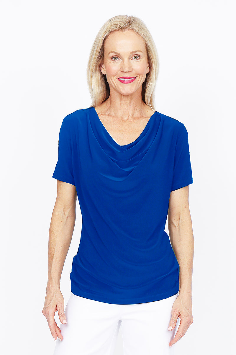 5078 Cowl Top - Cobalt