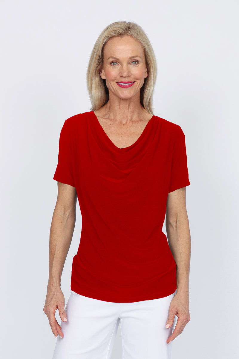 5078 Cowl Top - Red