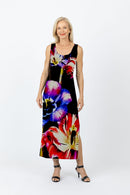 5096 Slim Singlet Dress - Floral Spray