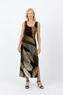 5096 Slim Singlet Dress - Multi Leaves