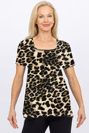 5165 Square neck Crystal Top - Leopard