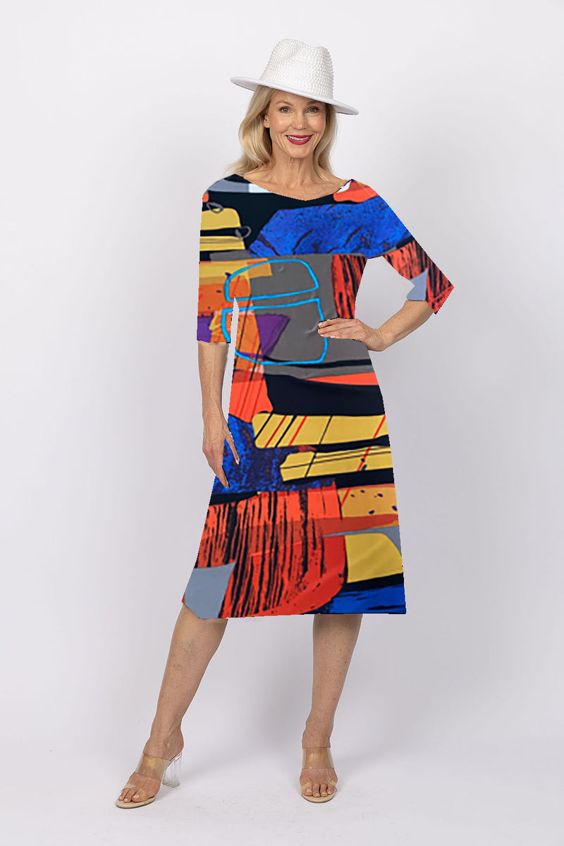 5191 3/4 Sleeve Two Way Dress - Geometric