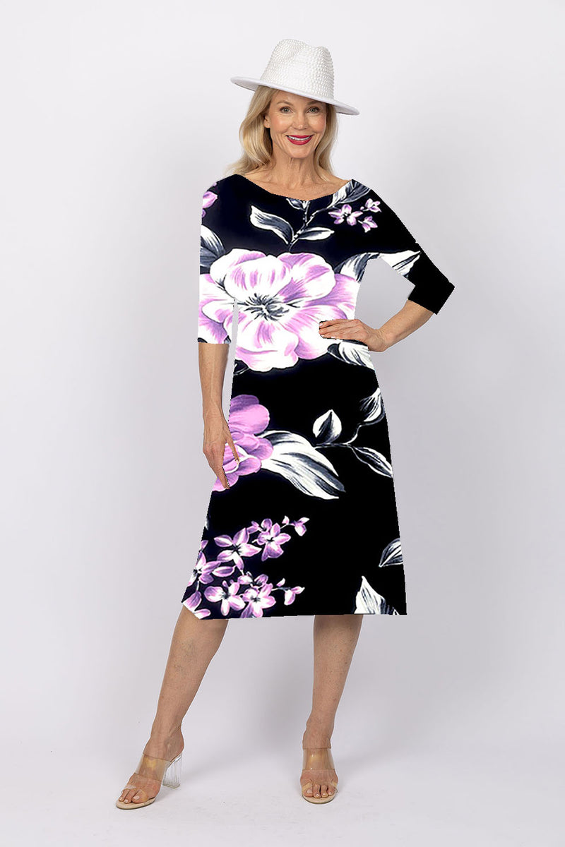 5191 3/4 Sleeve Two Way Dress - Lavender Flower