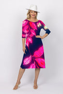 5191 3/4 Sleeve Two Way Dress - Pink/Navy Lily