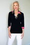 5194 Crystal Trim Polo - Black/Flowers