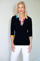 5194 Crystal Trim Polo - Black/Sunrise