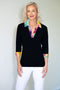 5194 Crystal Trim Polo - Black/Sunrise