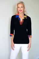 5194 Crystal Trim Polo - Black/Geometric