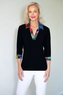 5194 Crystal Trim Polo - Black/Tropical