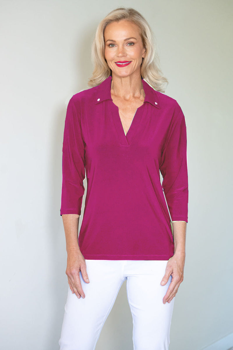 5194 Crystal Trim Polo - Fusia