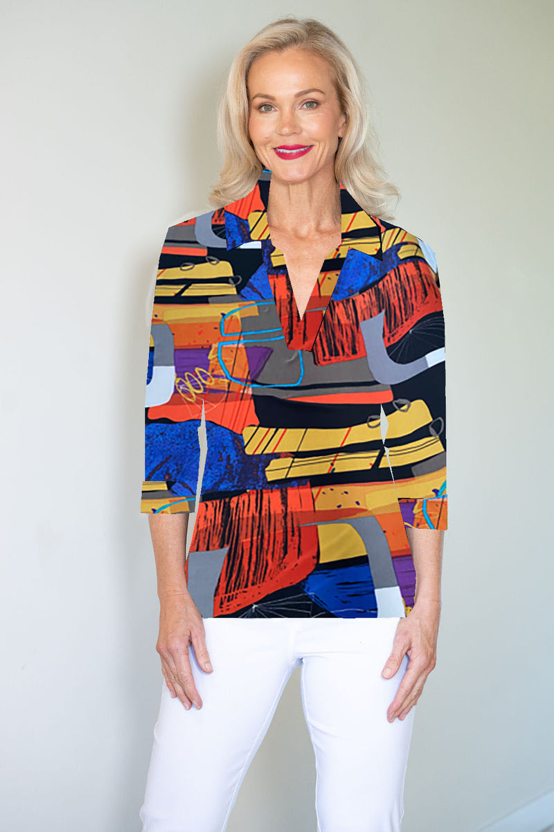 5194 Crystal Trim Polo - Geometric